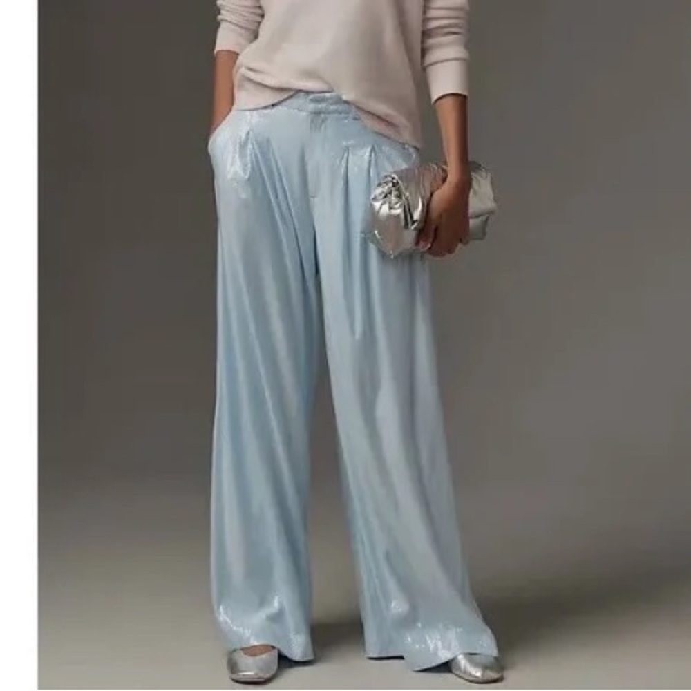 ‼️WOW‼️Anthropologie Light 🩵💙Blue SEQUENCE Wide Leg Pants‼️